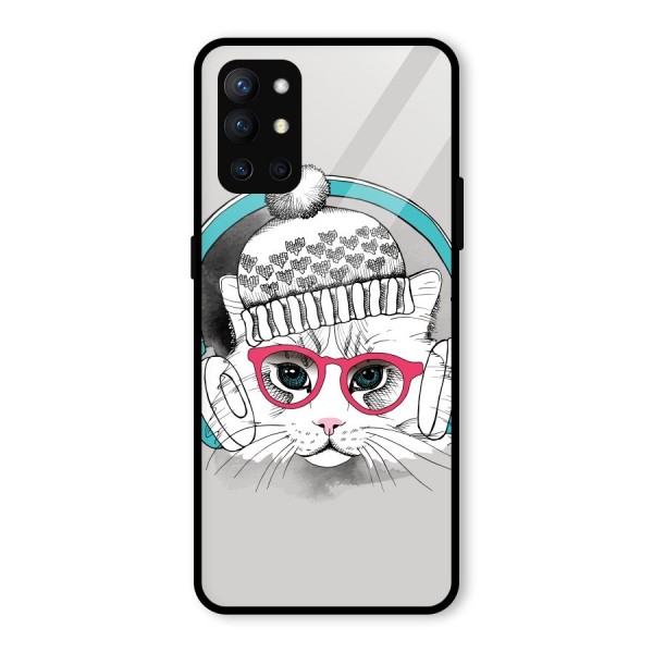 Cat Headphones Glass Back Case for OnePlus 9R