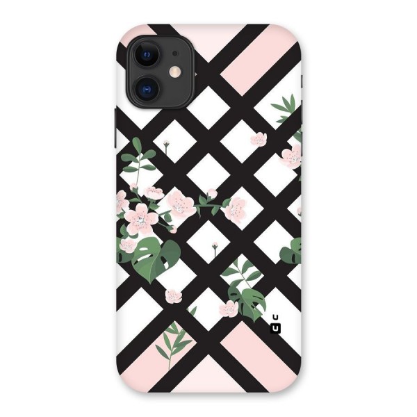 Check Floral Stripes Back Case for iPhone 11
