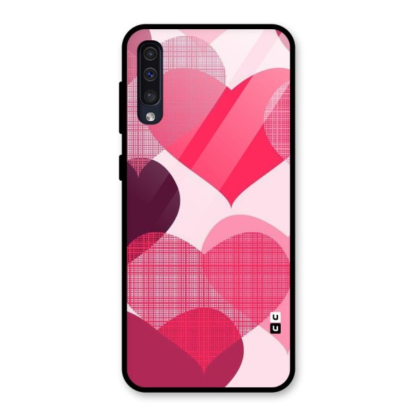 Check Pink Hearts Glass Back Case for Galaxy A50
