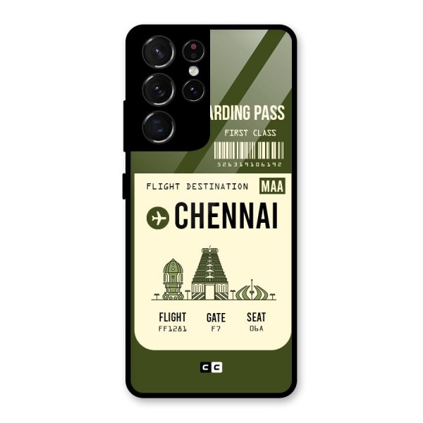 Chennai Boarding Pass Glass Back Case for Galaxy S21 Ultra 5G