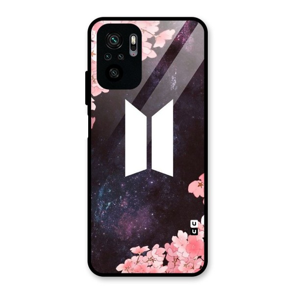 Cherry Blossom Pause Design Glass Back Case for Redmi Note 10