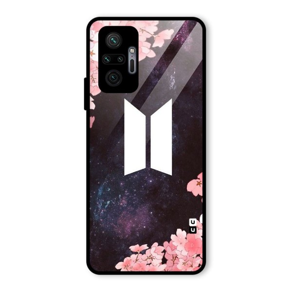 Cherry Blossom Pause Design Glass Back Case for Redmi Note 10 Pro Max