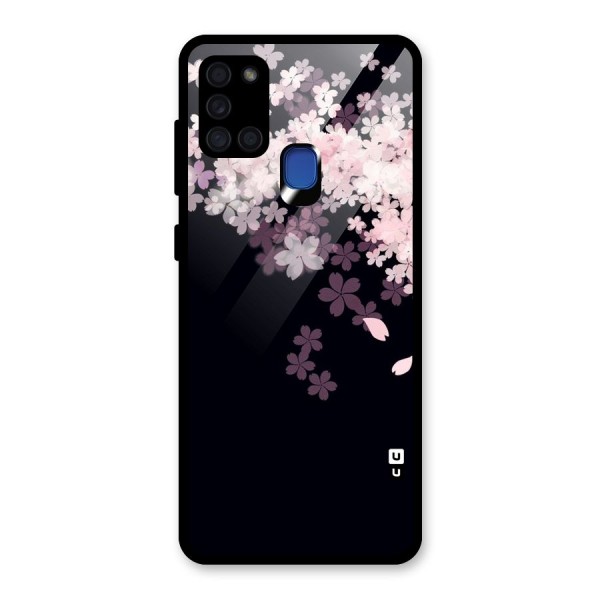 Cherry Flowers Pink Glass Back Case for Galaxy A21s