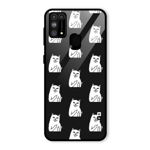 Chill Cat Pattern Glass Back Case for Galaxy M31