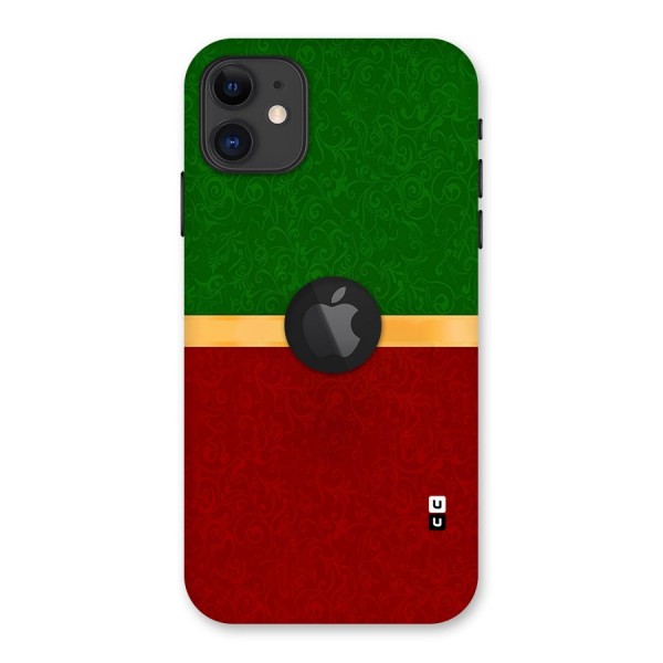 Christmas Colors Stripe Back Case for iPhone 11 Logo Cut