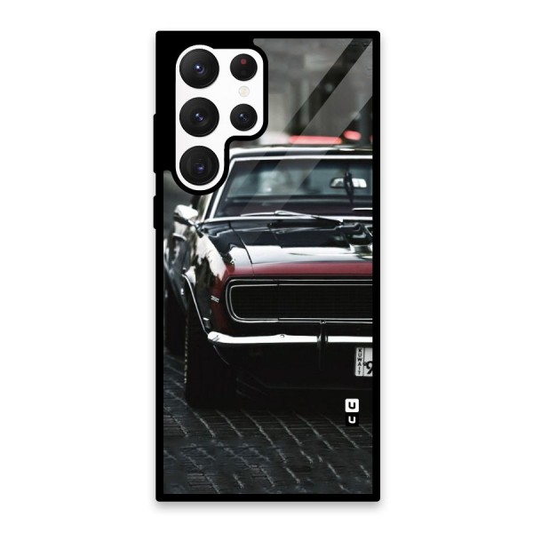 Class Vintage Car Glass Back Case for Galaxy S22 Ultra 5G