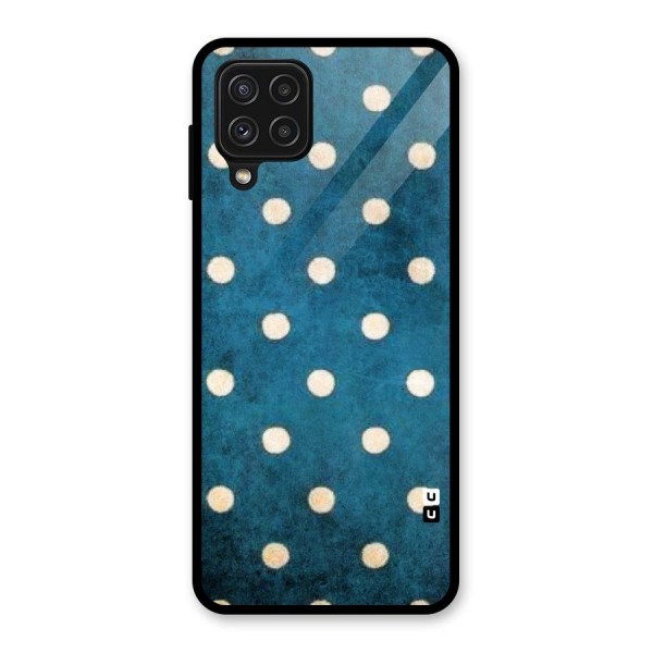 Classic Blue Polka Glass Back Case for Galaxy A22 4G
