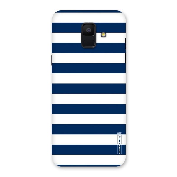 Classic Blue White Stripes Back Case for Galaxy A6 (2018)