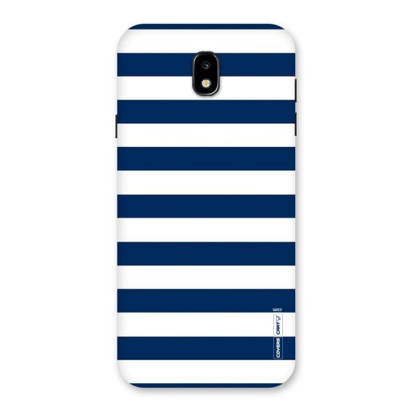 Classic Blue White Stripes Back Case for Galaxy J7 Pro