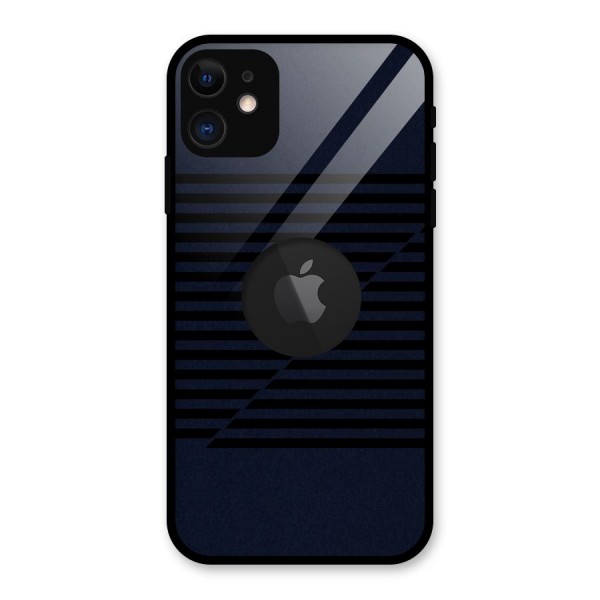Classic Stripes Cut Glass Back Case for iPhone 11 Logo Cut
