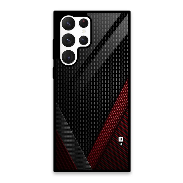 Classy Black Red Design Glass Back Case for Galaxy S22 Ultra 5G