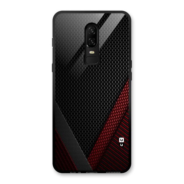 Classy Black Red Design Glass Back Case for OnePlus 6