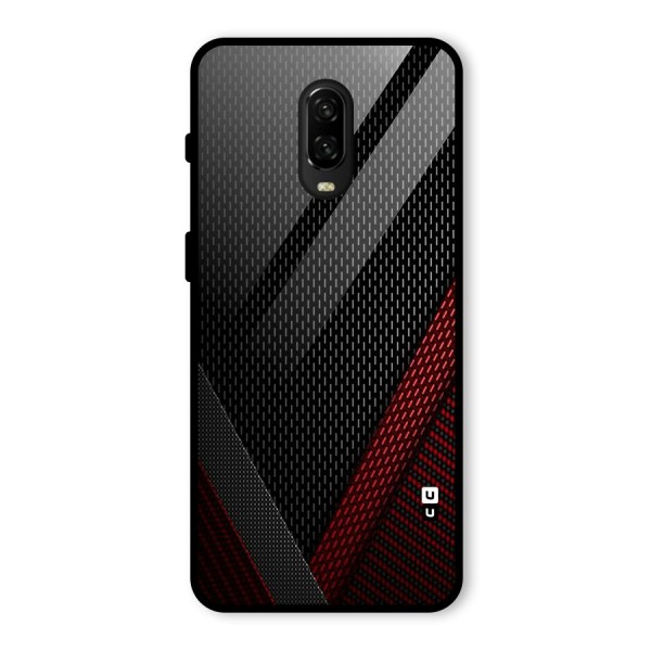 Classy Black Red Design Glass Back Case for OnePlus 6T