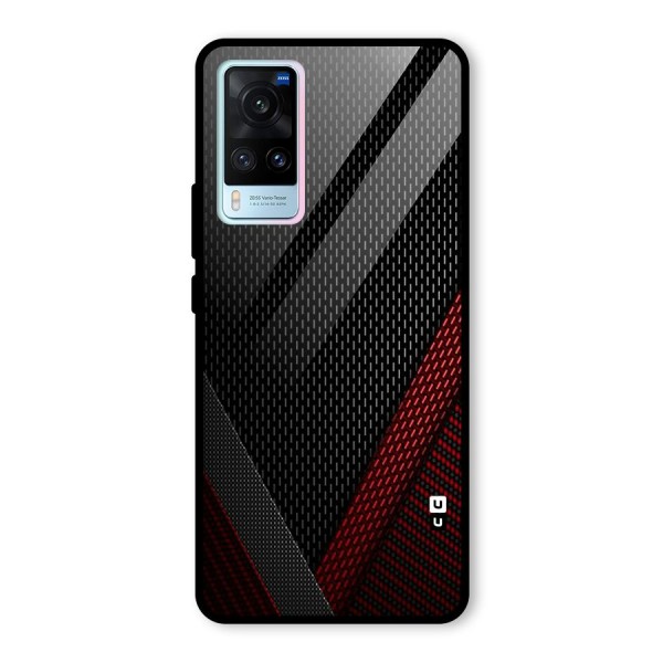 Classy Black Red Design Glass Back Case for Vivo X60