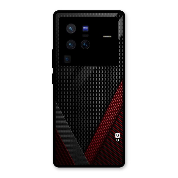 Classy Black Red Design Glass Back Case for Vivo X80 Pro