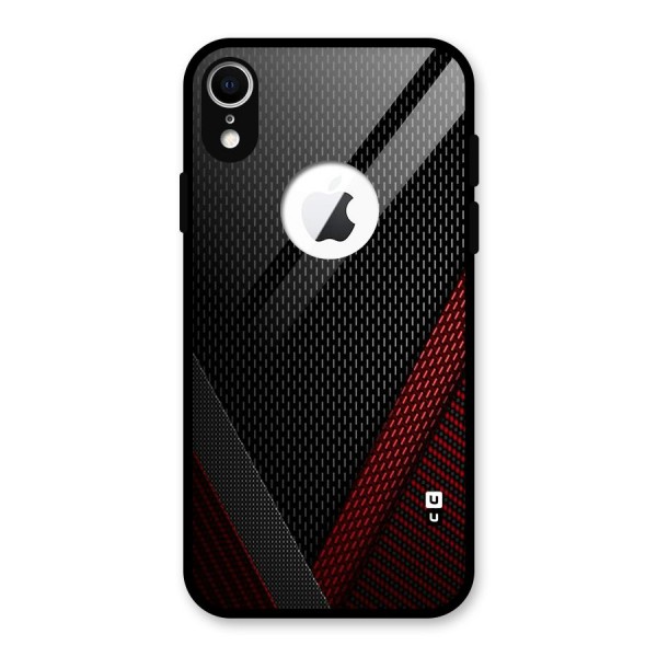 Classy Black Red Design Glass Back Case for iPhone XR Logo Cut