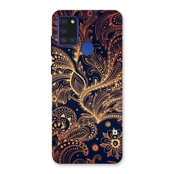 Classy Golden Leafy Design Back Case for Galaxy A21s
