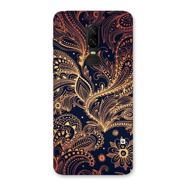 Classy Golden Leafy Design Back Case for OnePlus 6