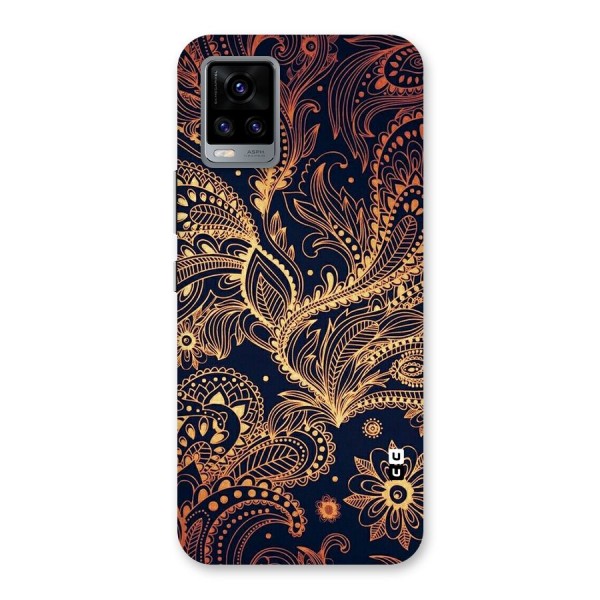Classy Golden Leafy Design Back Case for Vivo V20