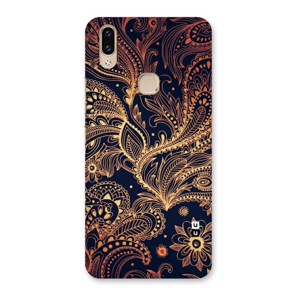 Classy Golden Leafy Design Back Case for Vivo V9