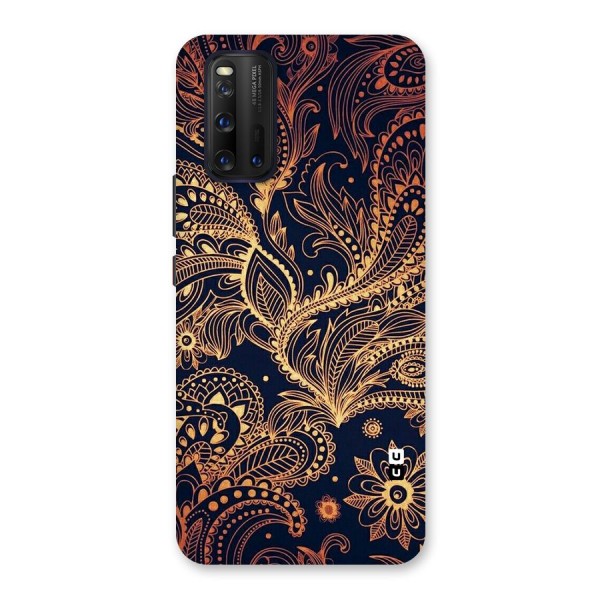 Classy Golden Leafy Design Back Case for Vivo iQOO 3