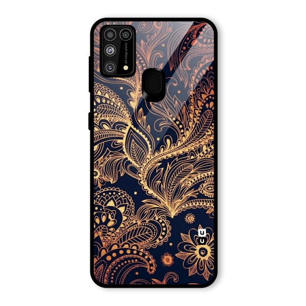 Classy Golden Leafy Design Glass Back Case for Galaxy F41