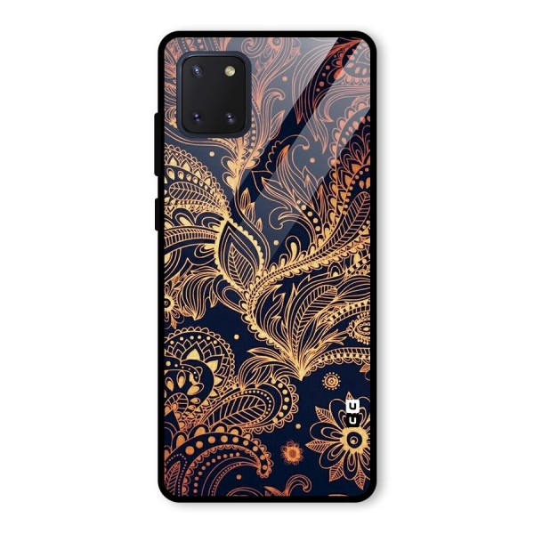 Classy Golden Leafy Design Glass Back Case for Galaxy Note 10 Lite