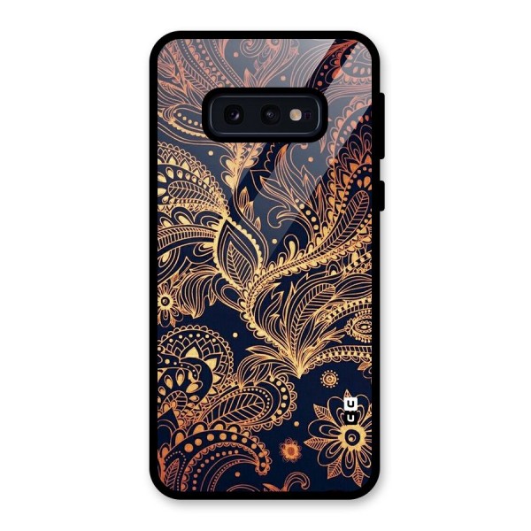 Classy Golden Leafy Design Glass Back Case for Galaxy S10e