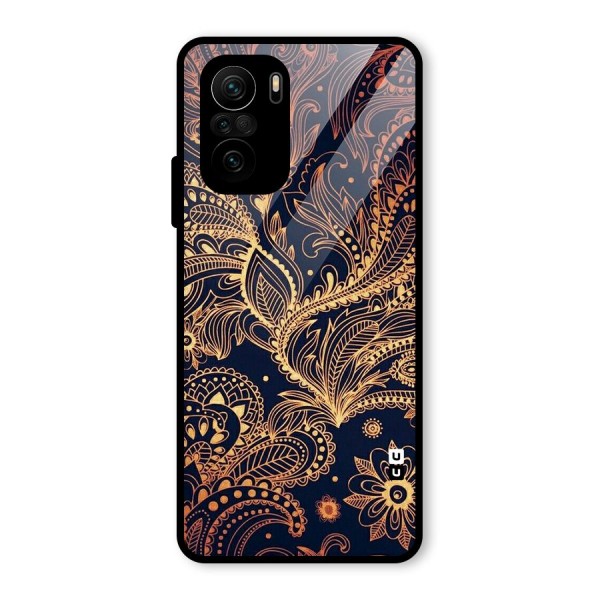 Classy Golden Leafy Design Glass Back Case for Mi 11x