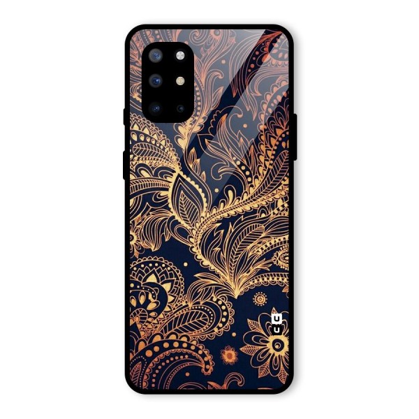 Classy Golden Leafy Design Glass Back Case for OnePlus 8T