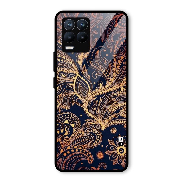 Classy Golden Leafy Design Glass Back Case for Realme 8