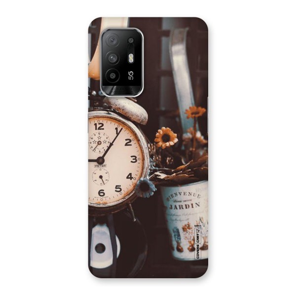 Clock And Flowers Back Case for Oppo F19 Pro Plus 5G