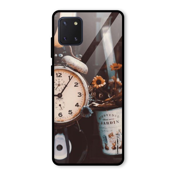 Clock And Flowers Glass Back Case for Galaxy Note 10 Lite