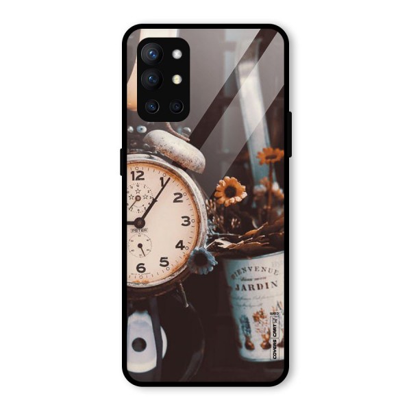 Clock And Flowers Glass Back Case for OnePlus 9R
