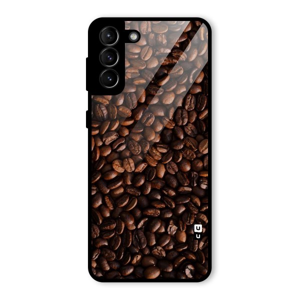 Coffee Beans Scattered Glass Back Case for Galaxy S21 Plus