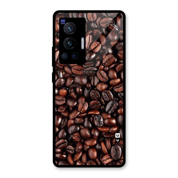 Coffee Beans Texture Glass Back Case for Vivo X70 Pro