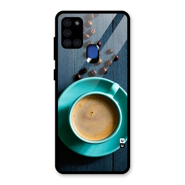 Coffee Beans and Cup Glass Back Case for Galaxy A21s