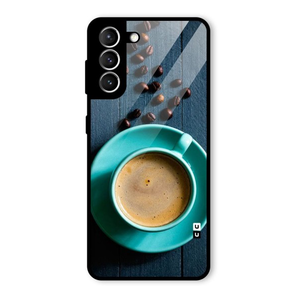 Coffee Beans and Cup Glass Back Case for Galaxy S21 5G