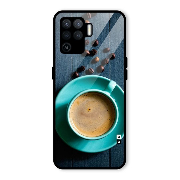 Coffee Beans and Cup Glass Back Case for Oppo F19 Pro