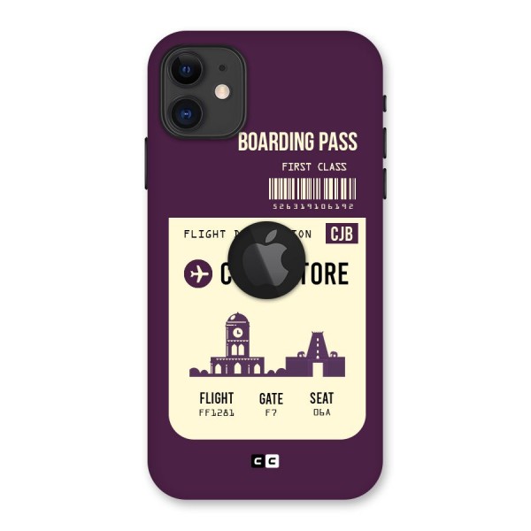 Coimbatore Boarding Pass Back Case for iPhone 11 Logo Cut