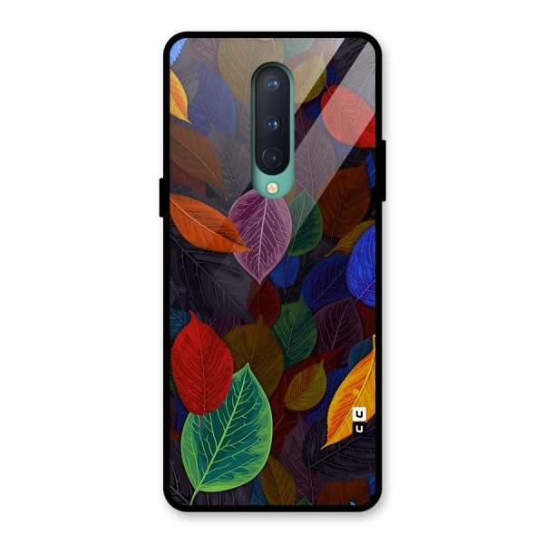 Colorful Leaves Pattern Glass Back Case for OnePlus 8