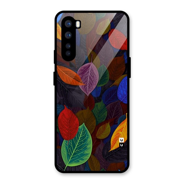 Colorful Leaves Pattern Glass Back Case for OnePlus Nord