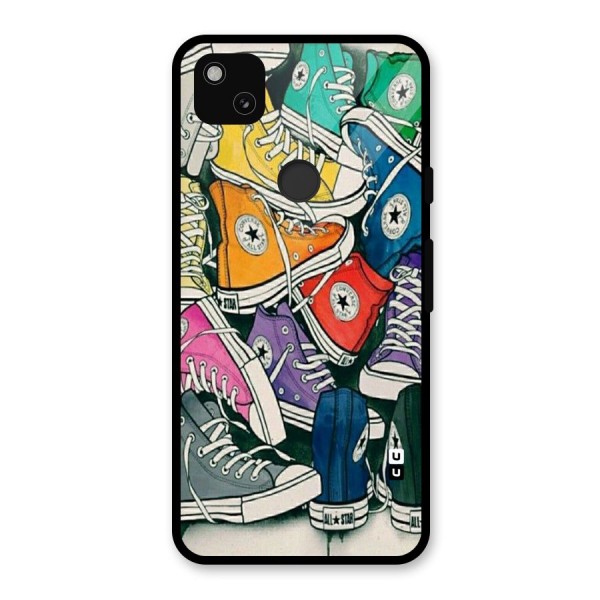 Colorful Shoes Glass Back Case for Google Pixel 4a