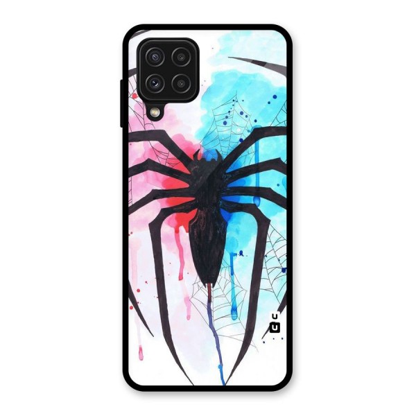 Colorful Web Glass Back Case for Galaxy A22 4G
