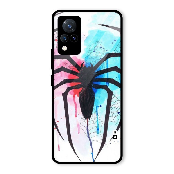 Colorful Web Glass Back Case for Vivo V21 5G