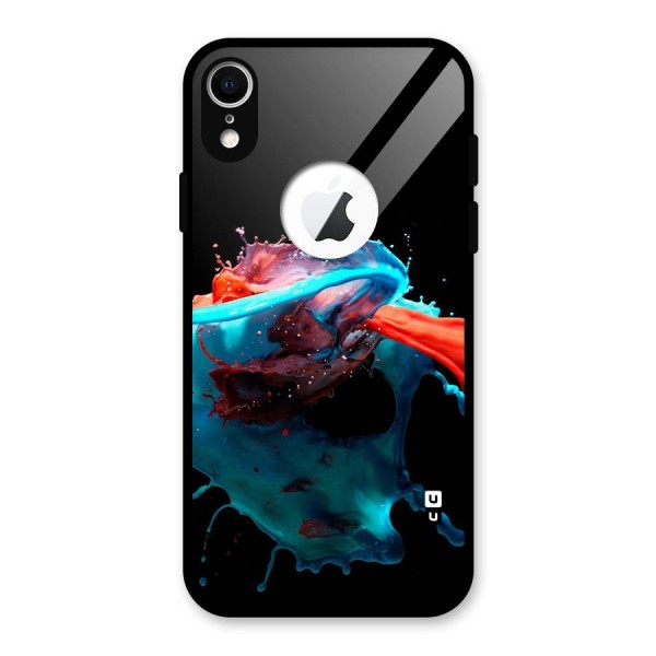 Colour War Glass Back Case for iPhone XR Logo Cut