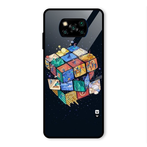 Coloured Rubic Glass Back Case for Poco X3 Pro