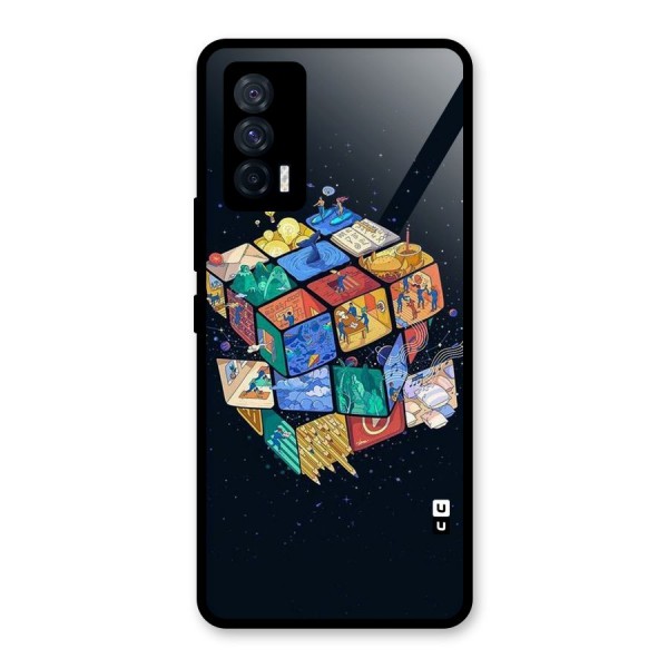 Coloured Rubic Glass Back Case for Vivo iQOO 7 5G