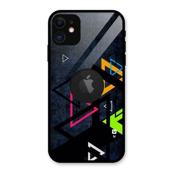 Coloured Triangles Glass Back Case for iPhone 11 Logo Cut