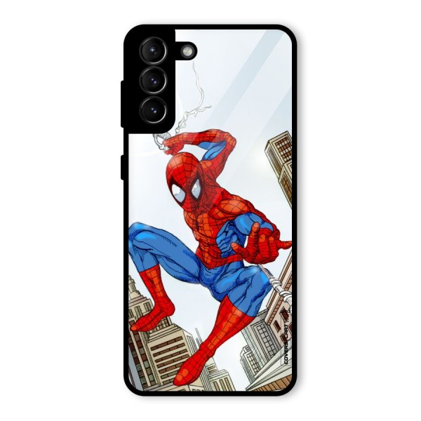 Comic Spider Man Glass Back Case for Galaxy S21 Plus
